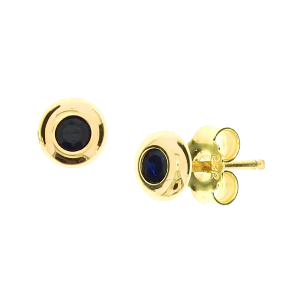 oorknoppen saffier 14K geelgoud