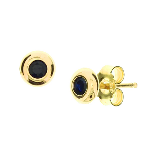 oorknoppen saffier 14K geelgoud