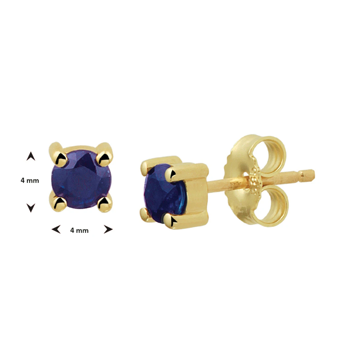 oorknoppen saffier 14K geelgoud