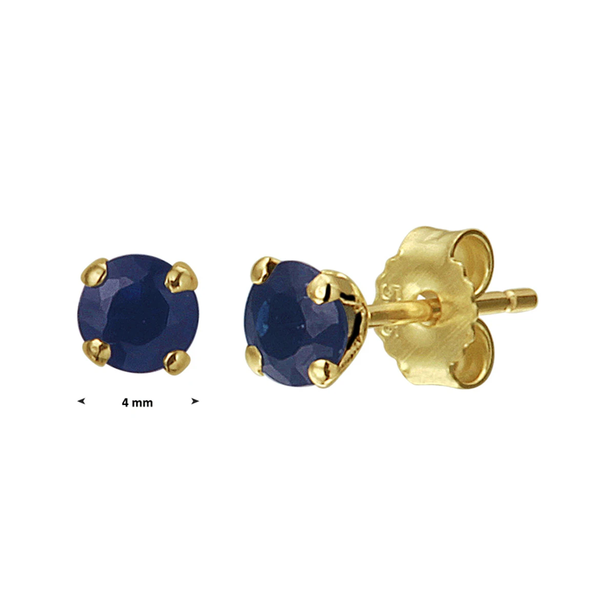 oorknoppen saffier 14K geelgoud
