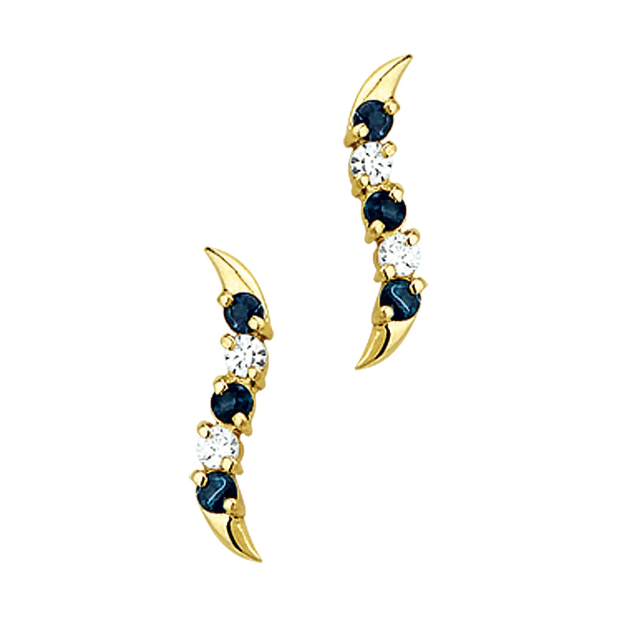 oorknoppen saffier en zirkonia 14K geelgoud