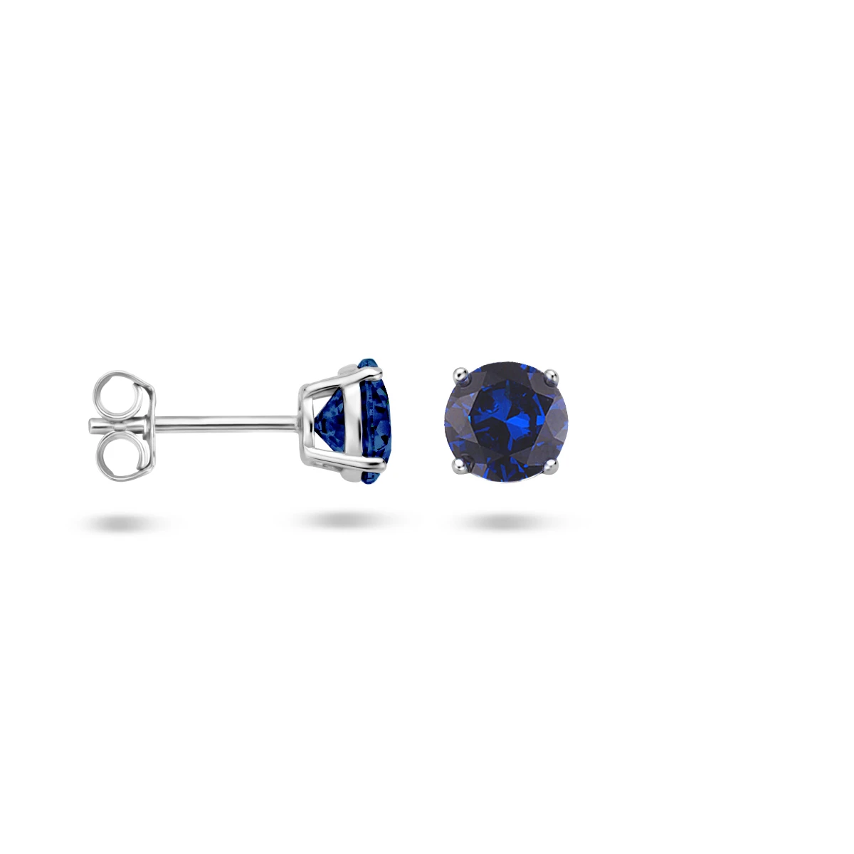 oorknoppen saffierkleurig zirkonia zilver gerhodineerd