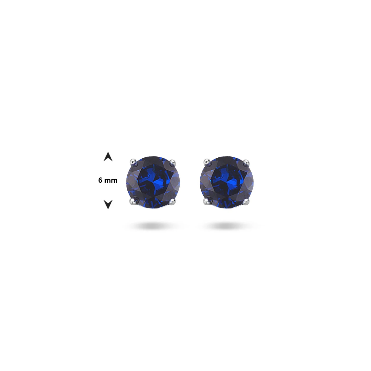 oorknoppen saffierkleurig zirkonia zilver gerhodineerd