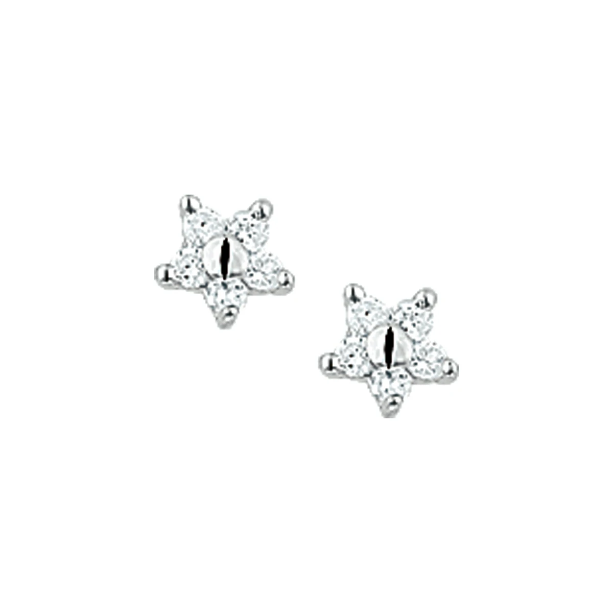oorknoppen ster zirkonia zilver gerhodineerd