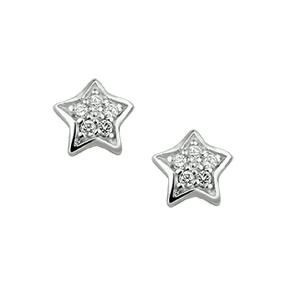 oorknoppen ster zirkonia zilver gerhodineerd