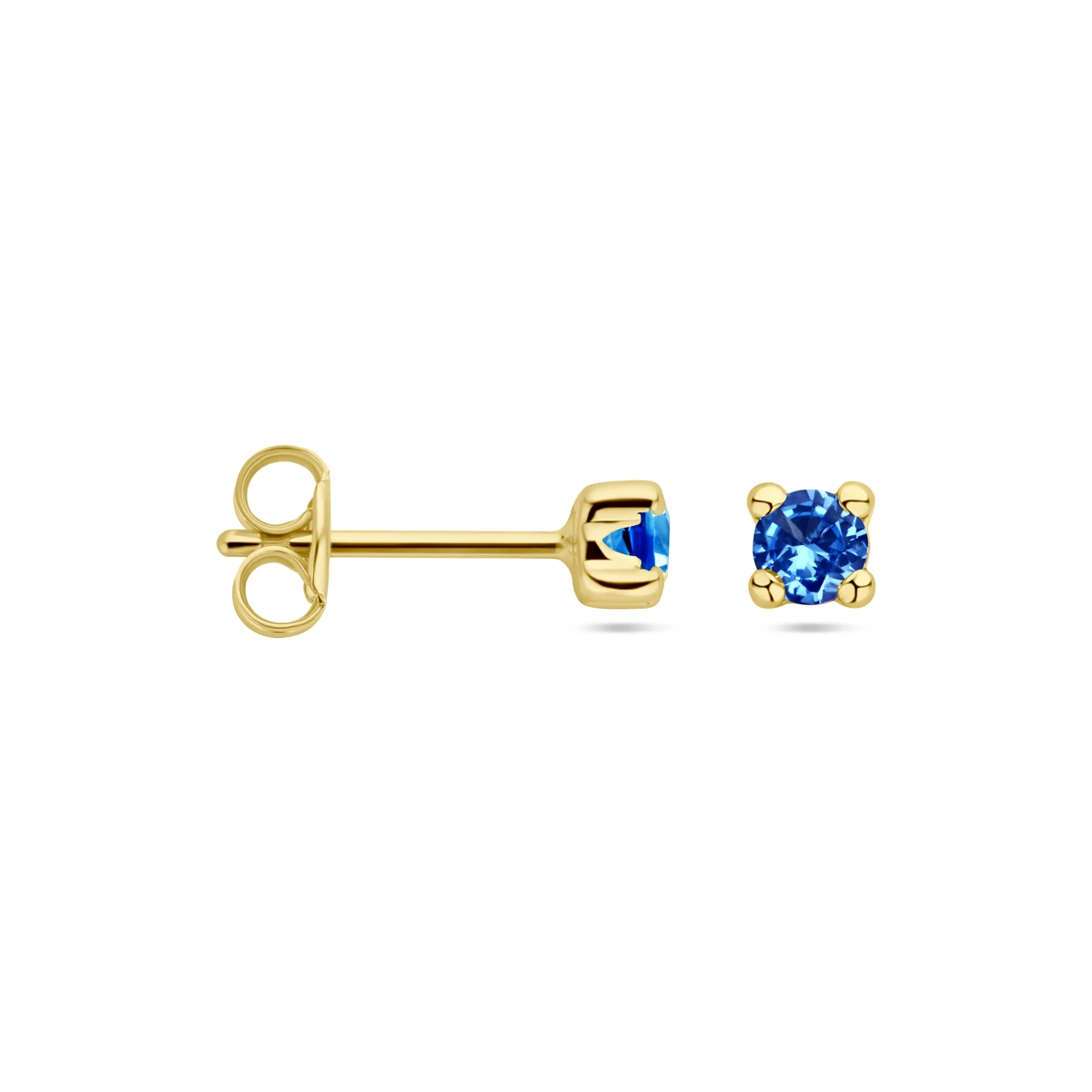 oorknoppen synth. aquamarijn 14K geelgoud