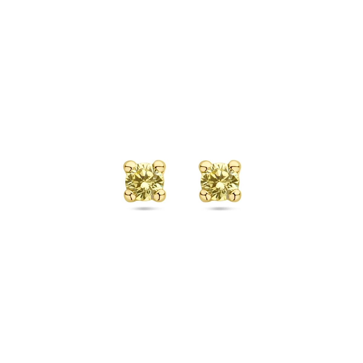 oorknoppen synth. peridot 14K geelgoud
