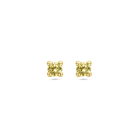 oorknoppen synth. peridot 14K geelgoud