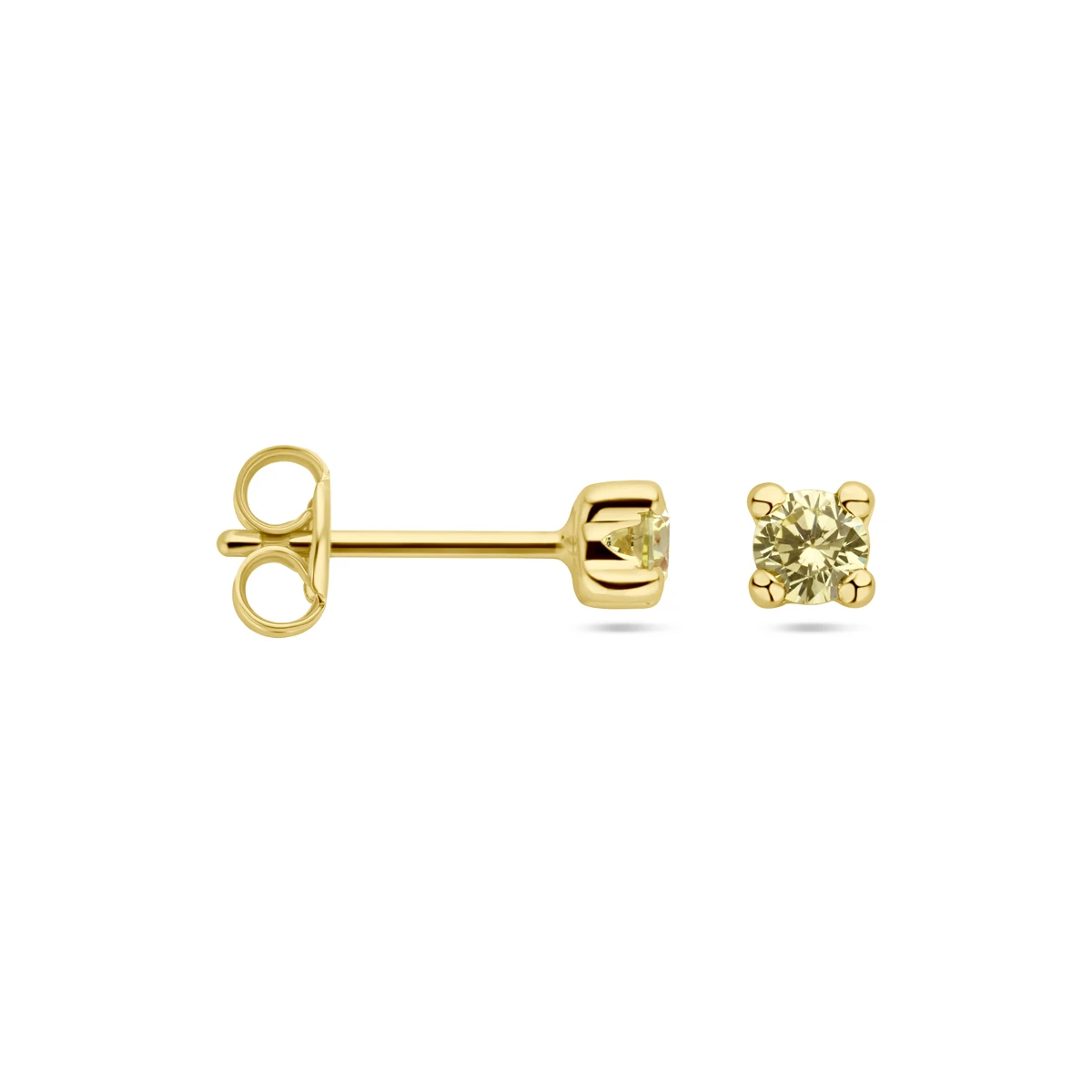 oorknoppen synth. peridot 14K geelgoud