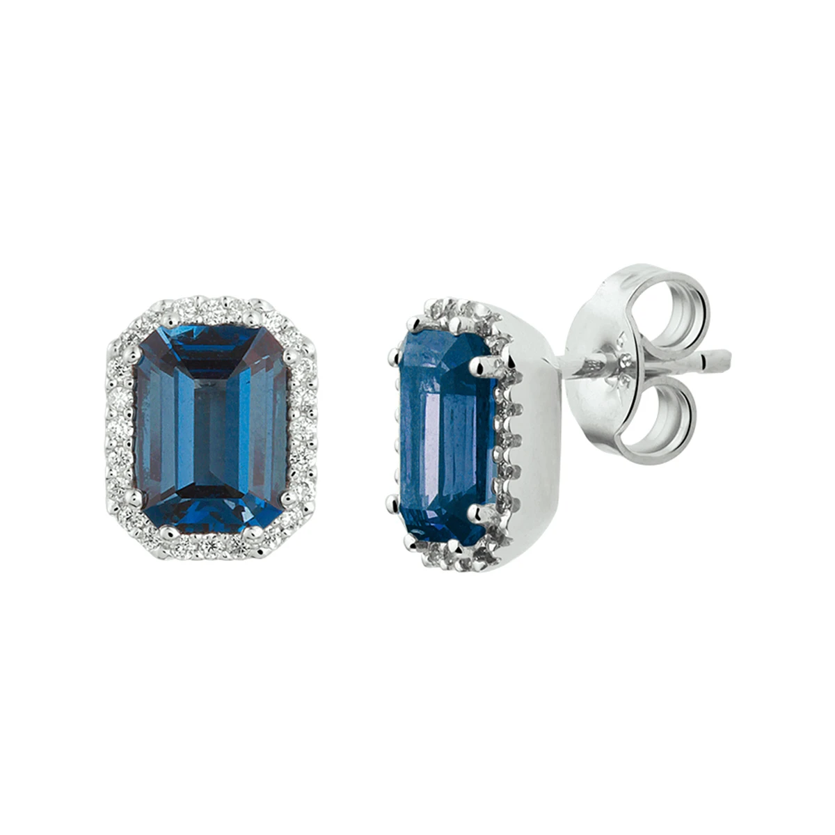 oorknoppen topaas en diamant 0.14ct(2x0.07ct) h si 14K witgoud