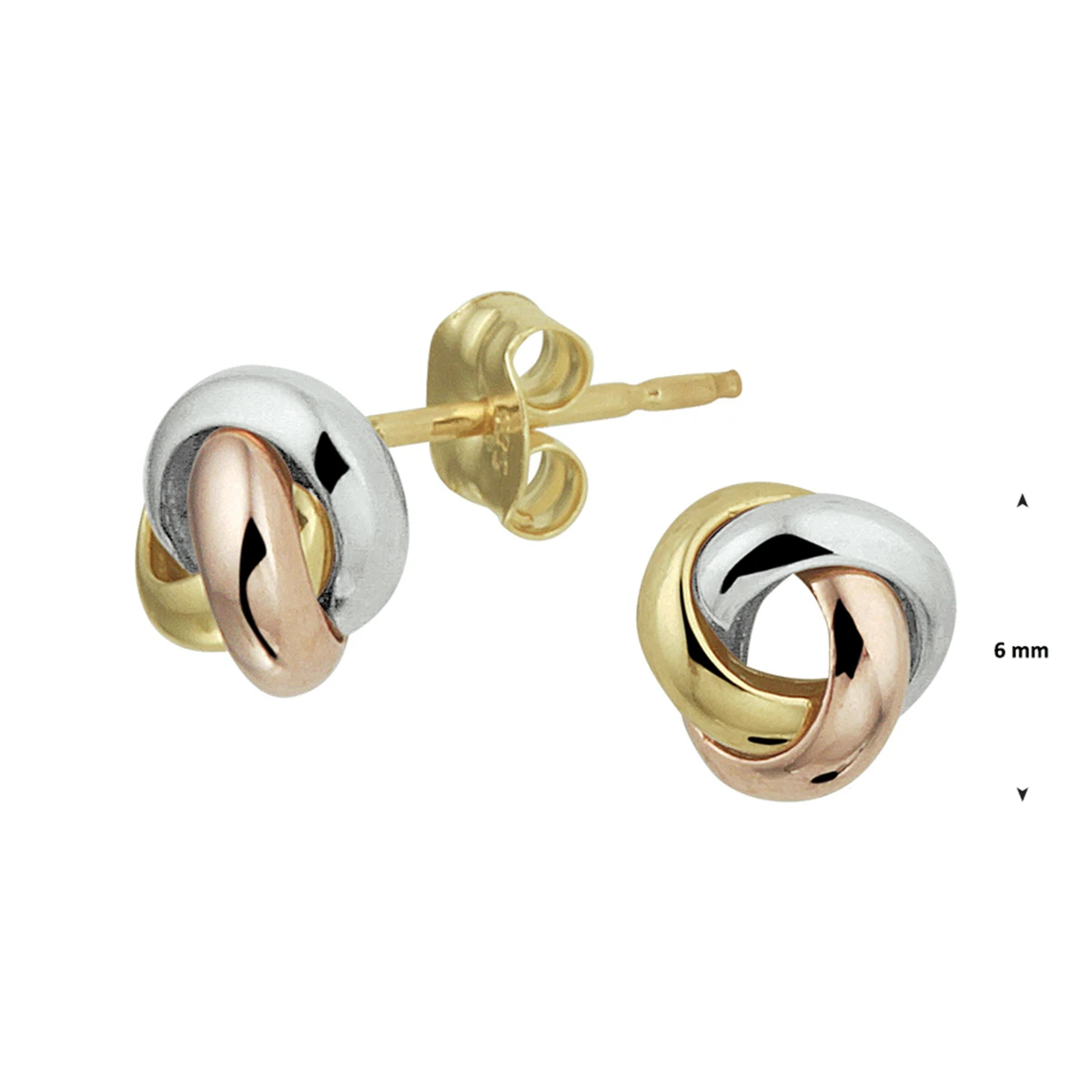 oorknoppen tricolor 14K tricolor goud