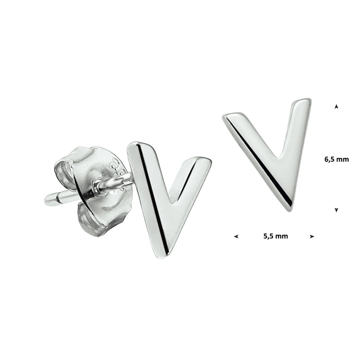 oorknoppen v zilver gerhodineerd
