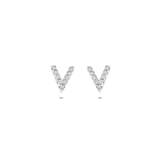 oorknoppen v zirkonia zilver gerhodineerd