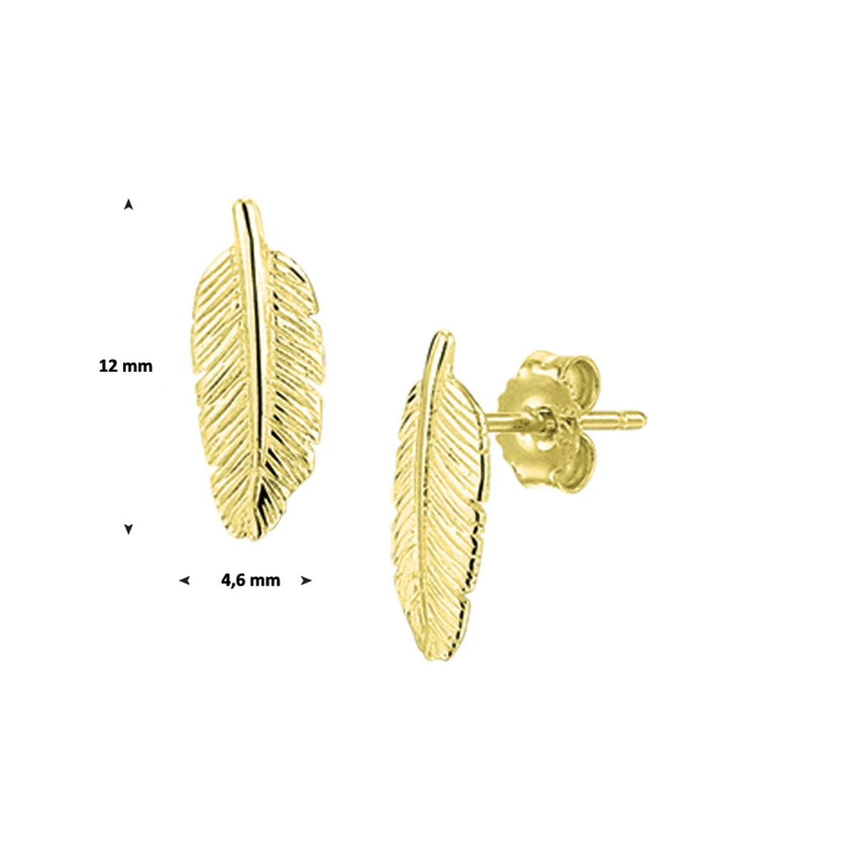 oorknoppen veer 12 mm zilver verguld (geel)