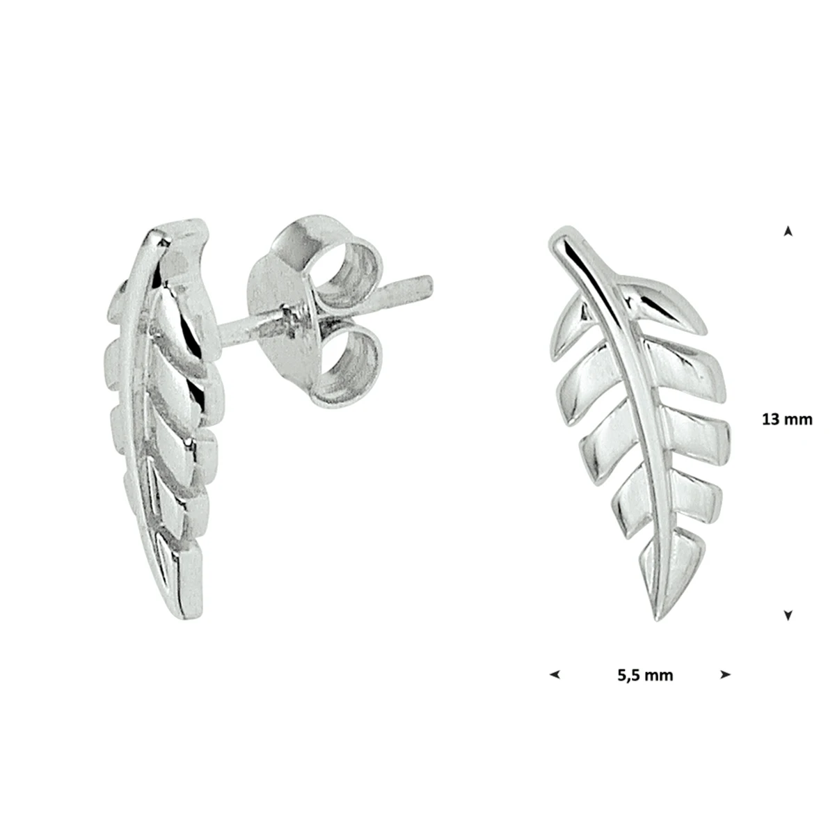 oorknoppen veer zilver gerhodineerd
