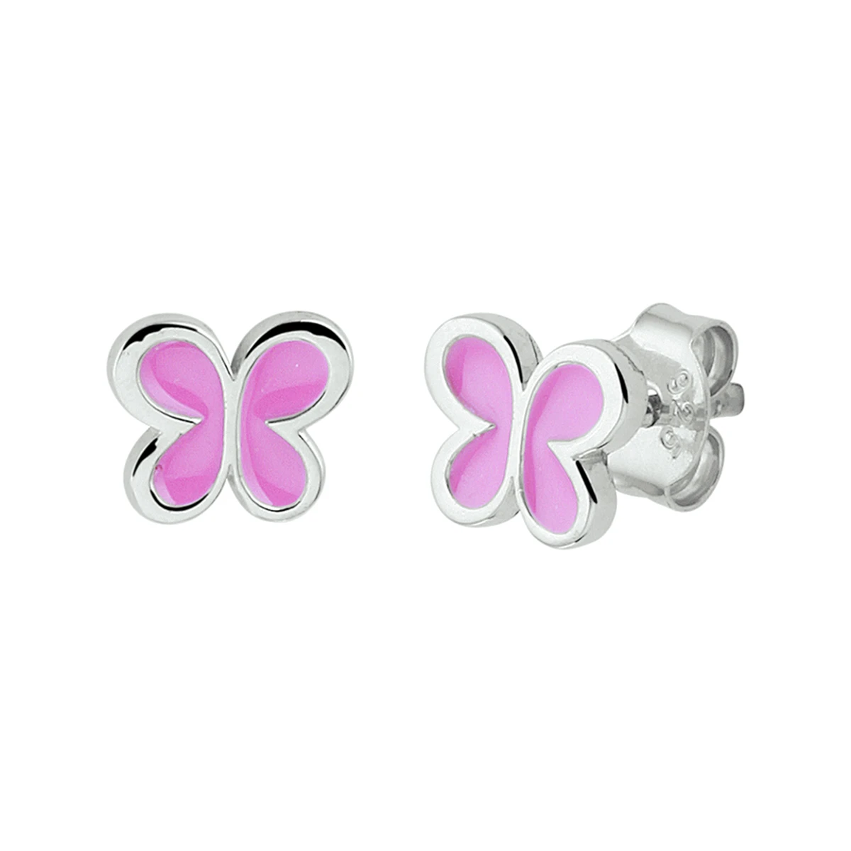 oorknoppen vlinder emaille zilver gerhodineerd