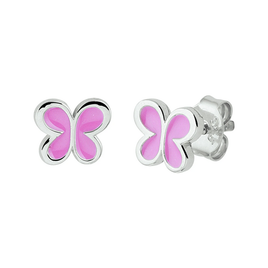 oorknoppen vlinder emaille zilver gerhodineerd