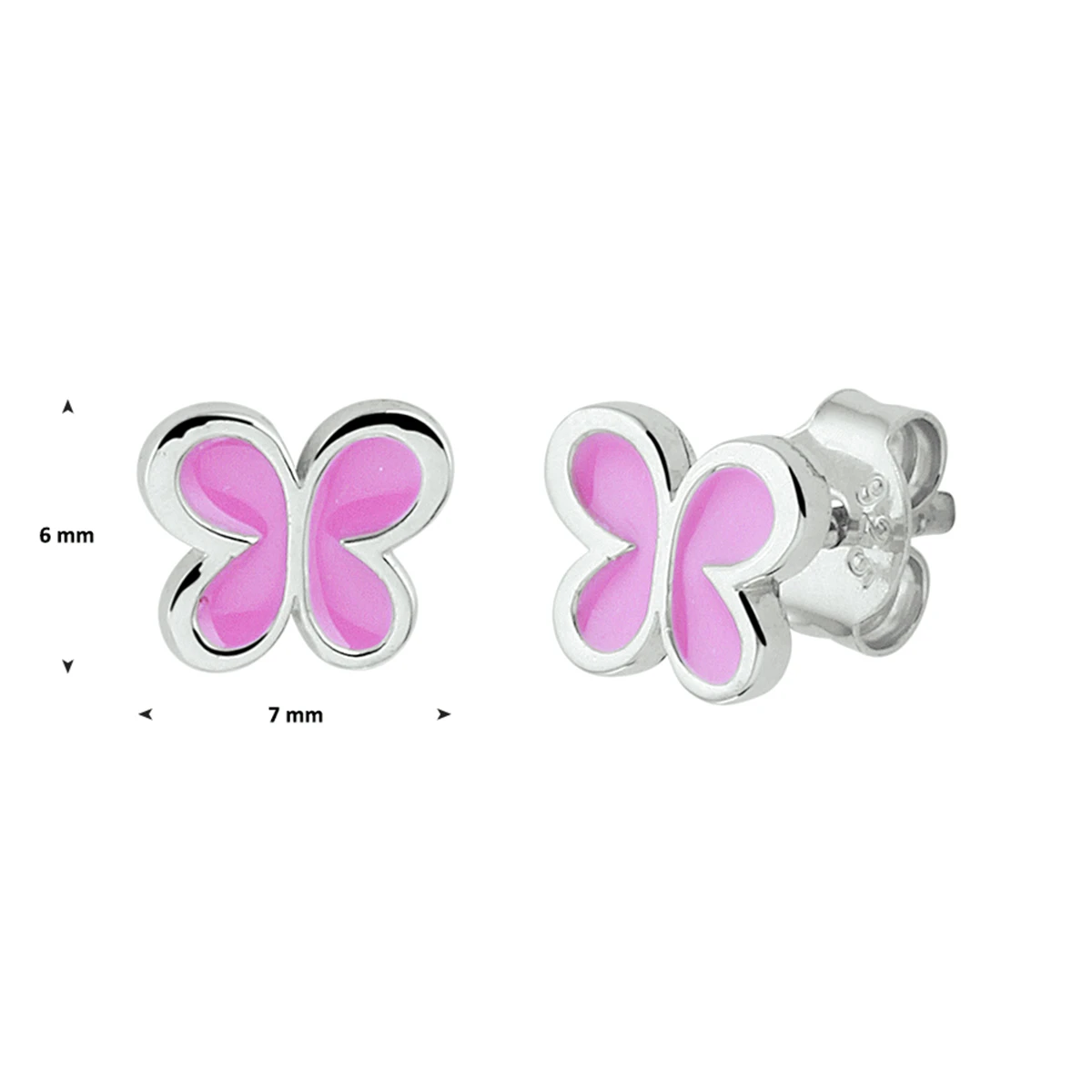 oorknoppen vlinder emaille zilver gerhodineerd