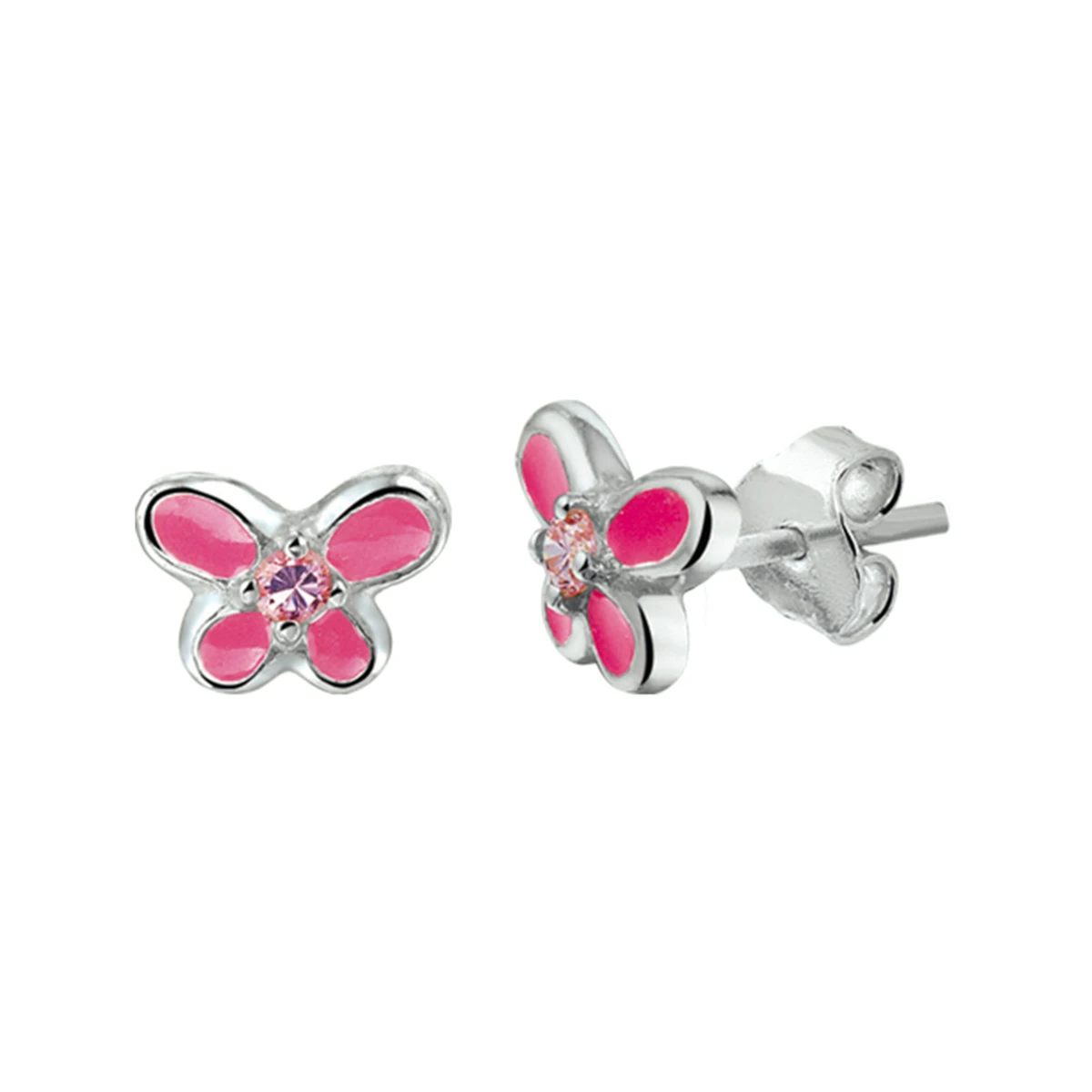 oorknoppen vlinder zilver wit