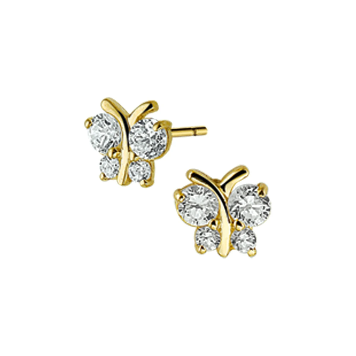 oorknoppen vlinder zirkonia 5,5 mm 14K geelgoud