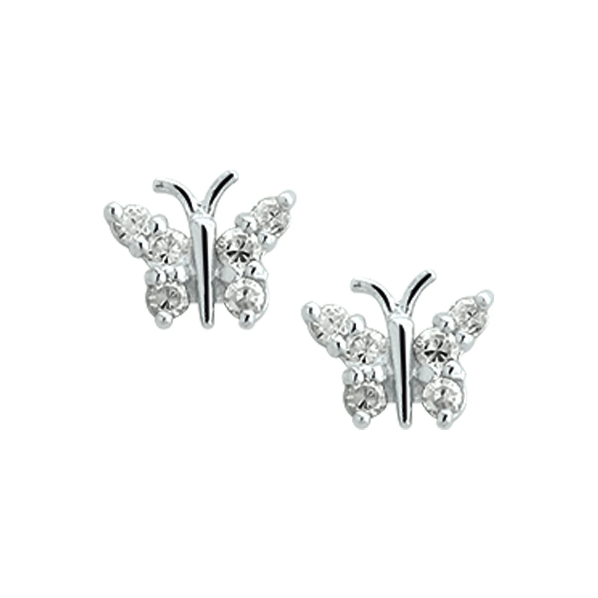 oorknoppen vlinder zirkonia zilver wit
