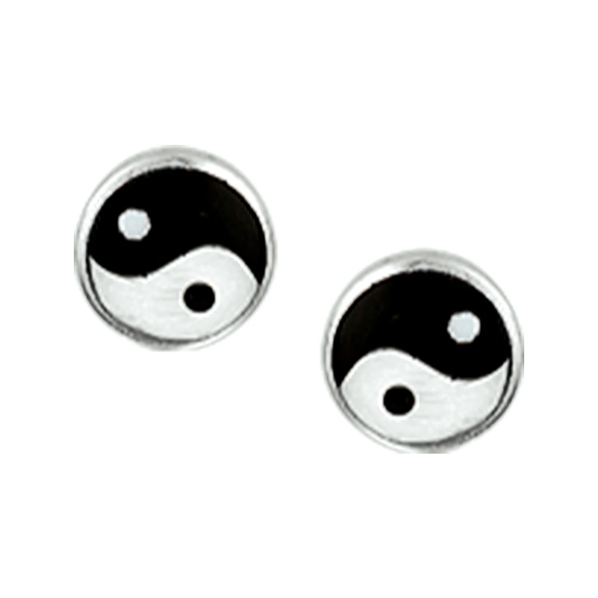 oorknoppen yin/yang zilver wit
