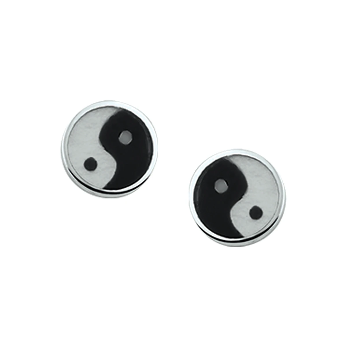 oorknoppen yin/yang zilver wit