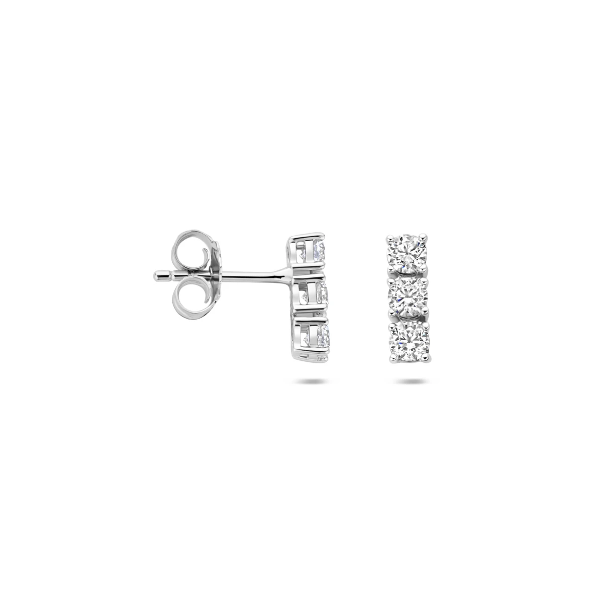 oorknoppen zirkonia 10 mm zilver gerhodineerd