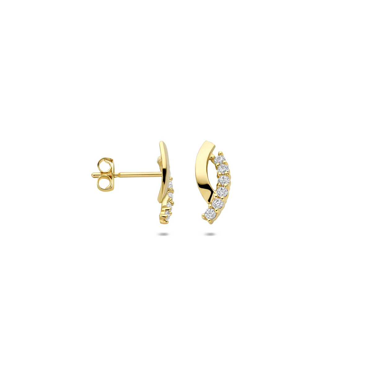 oorknoppen zirkonia 10,5 mm 14K geelgoud