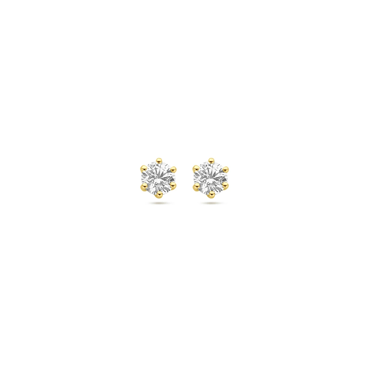 oorknoppen zirkonia 14K geelgoud