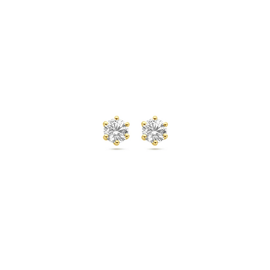 oorknoppen zirkonia 14K geelgoud