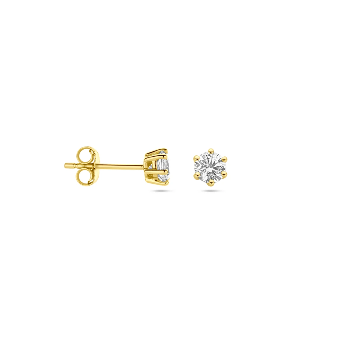 oorknoppen zirkonia 14K geelgoud
