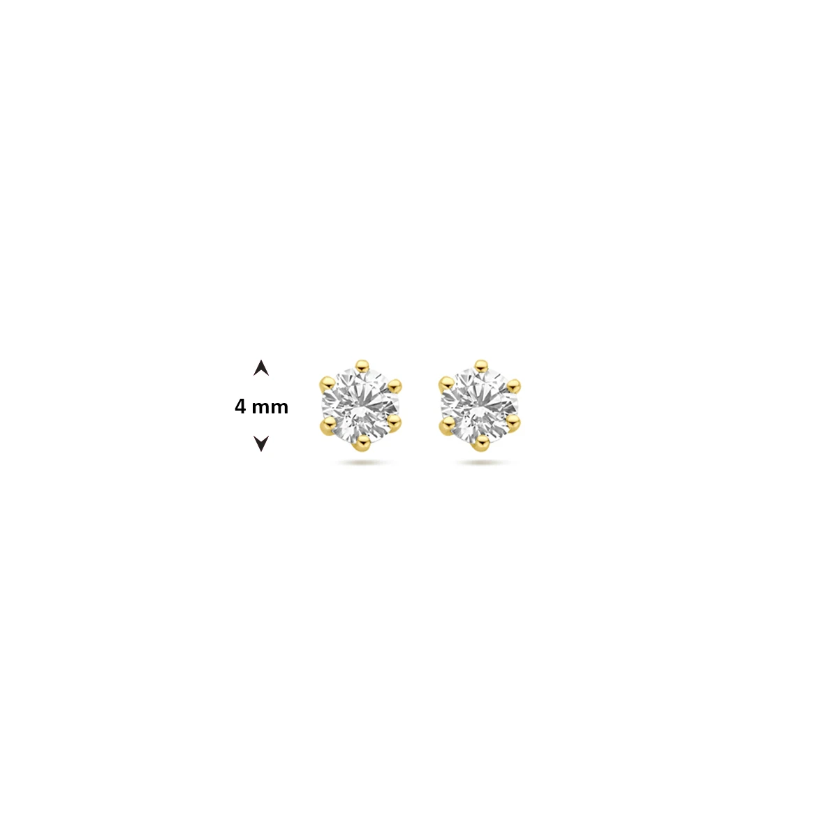 oorknoppen zirkonia 14K geelgoud