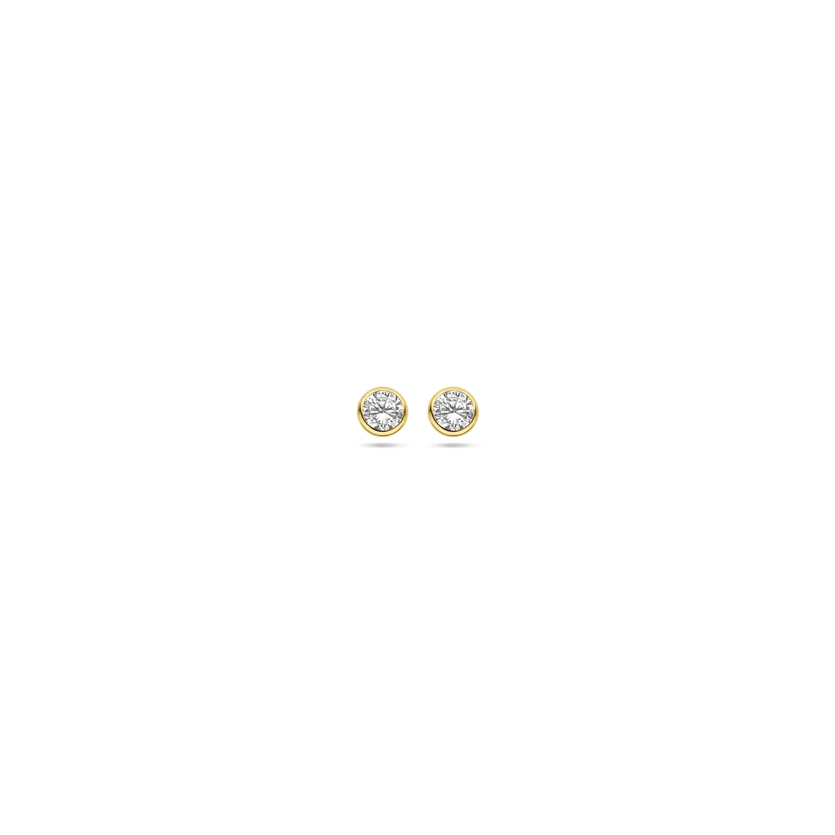 oorknoppen zirkonia 14K geelgoud
