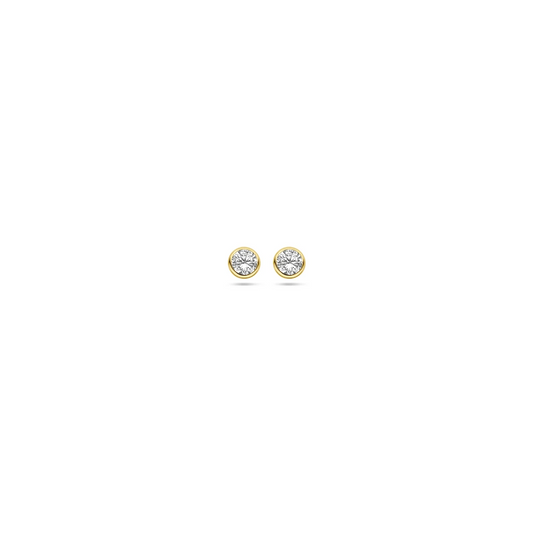 oorknoppen zirkonia 14K geelgoud