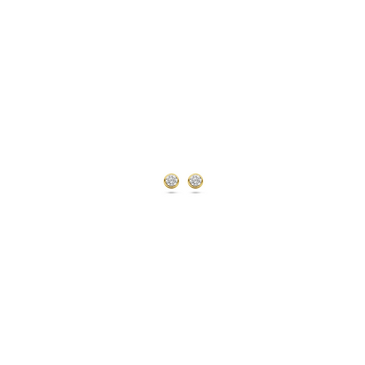 oorknoppen zirkonia 14K geelgoud