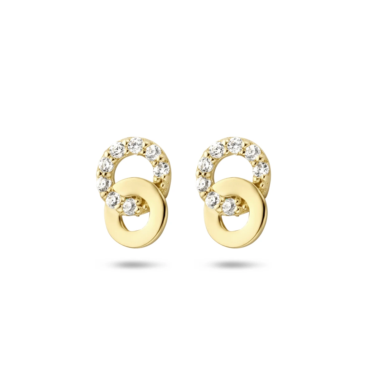 oorknoppen zirkonia 6,5 mm 14K geelgoud