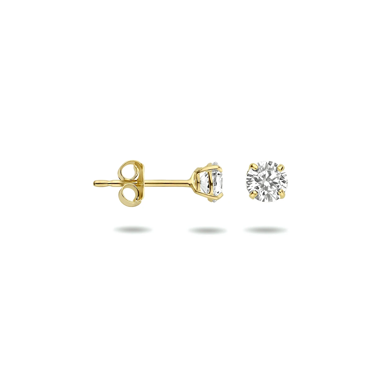 oorknoppen zirkonia 14K geelgoud