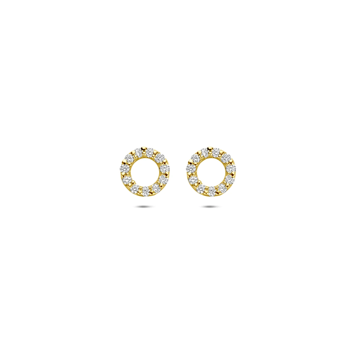 oorknoppen zirkonia 14K geelgoud