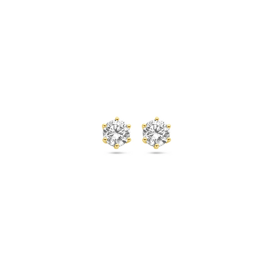 oorknoppen zirkonia 14K geelgoud