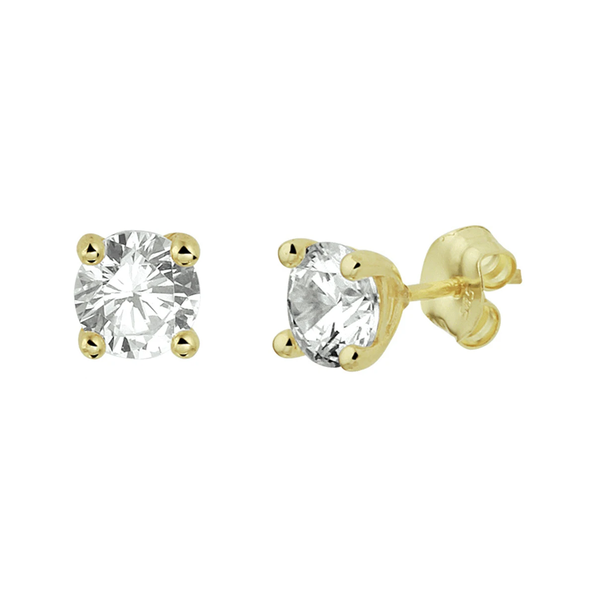 oorknoppen zirkonia 14K geelgoud