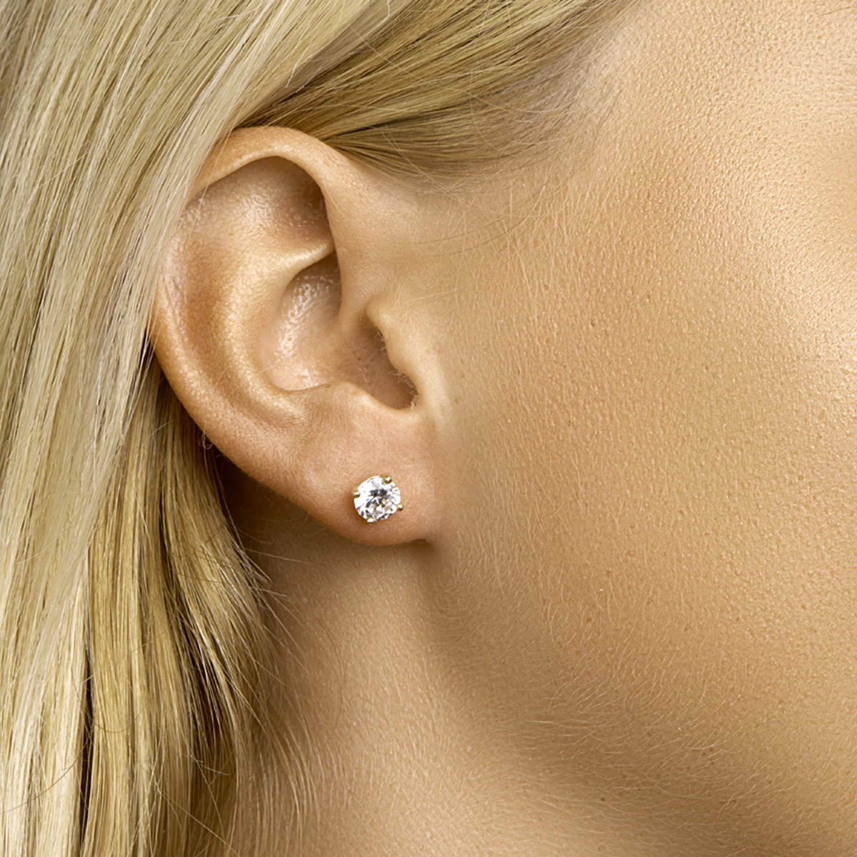 oorknoppen zirkonia 14K geelgoud