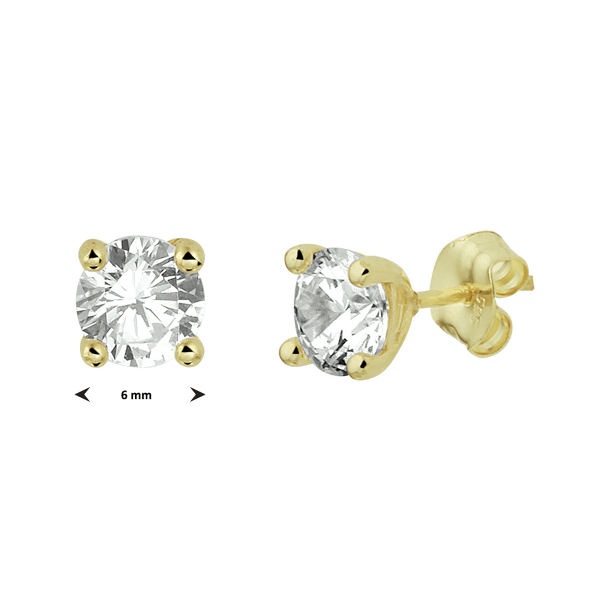 oorknoppen zirkonia 14K geelgoud