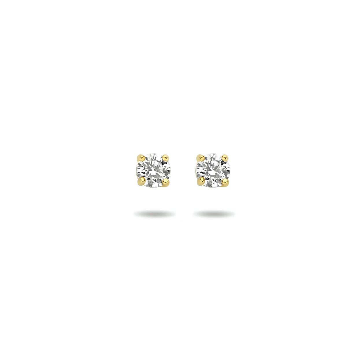 oorknoppen zirkonia 14K geelgoud