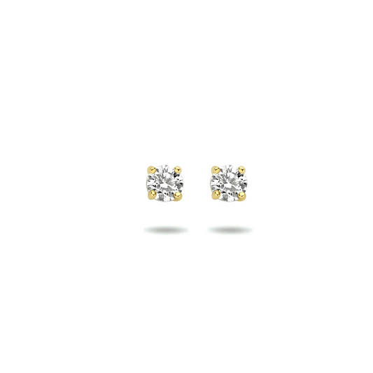 oorknoppen zirkonia 14K geelgoud