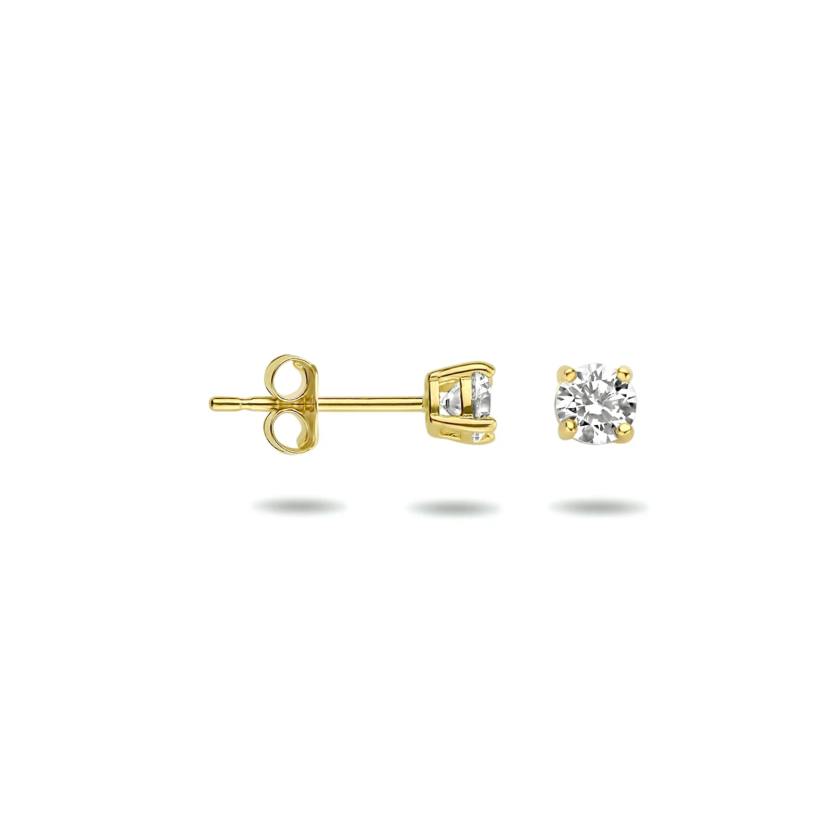 oorknoppen zirkonia 14K geelgoud