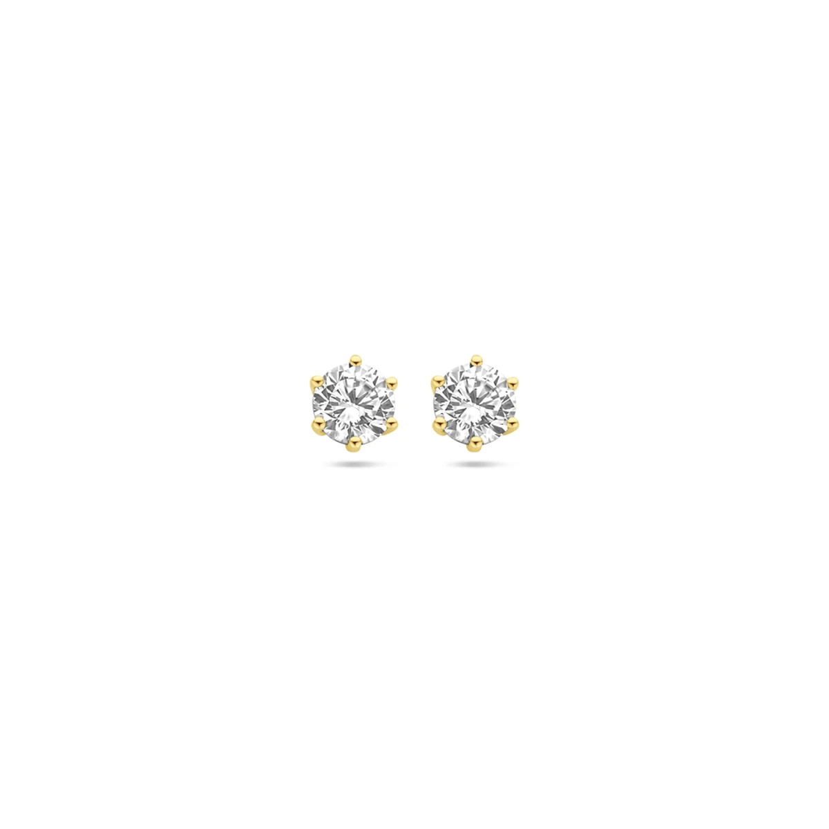 oorknoppen zirkonia 14K geelgoud