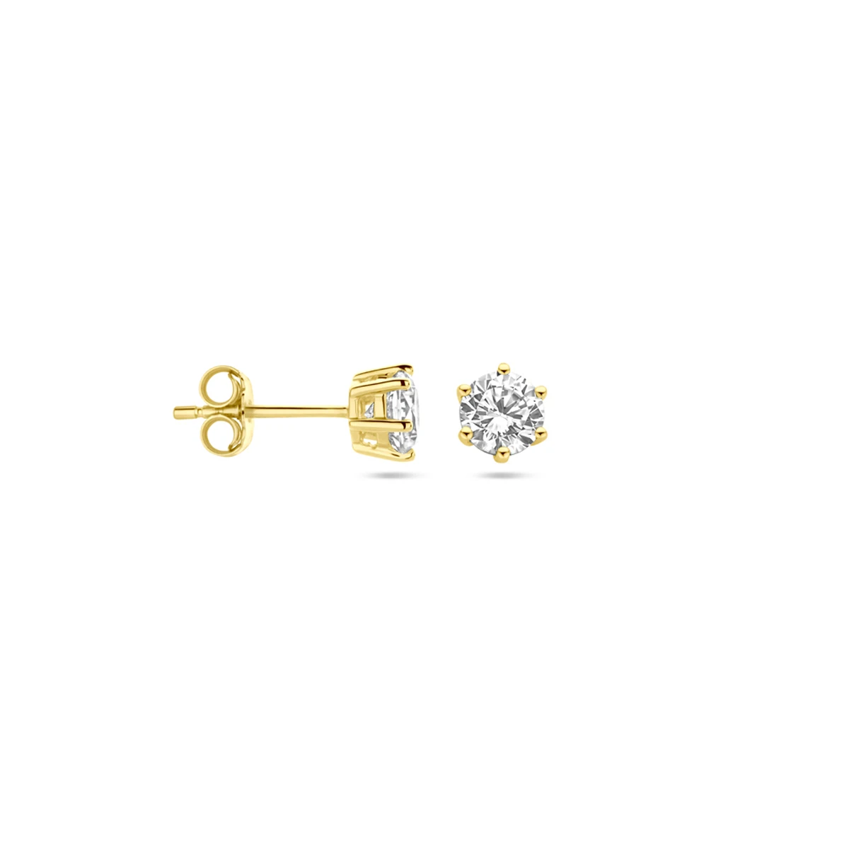 oorknoppen zirkonia 14K geelgoud