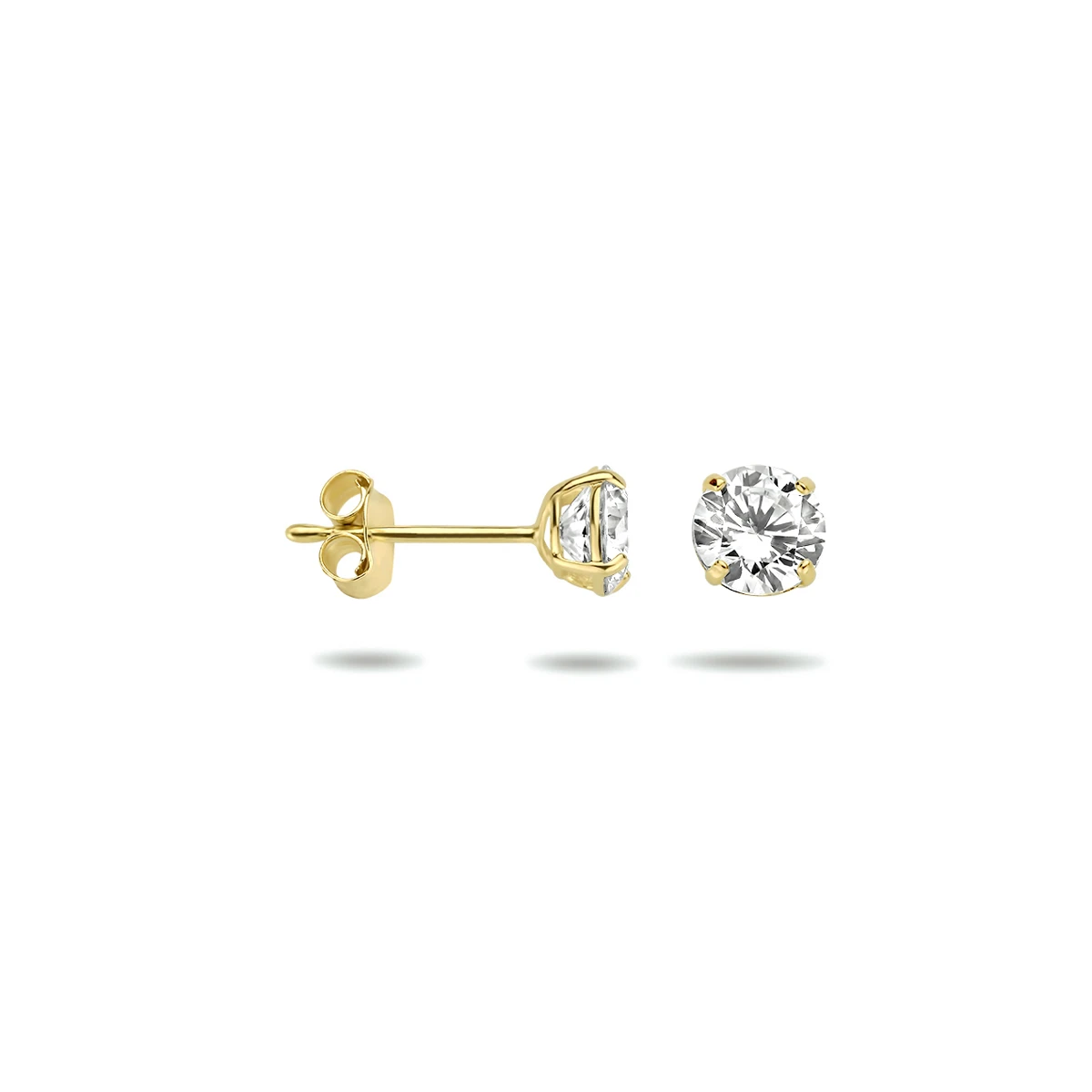 oorknoppen zirkonia 14K geelgoud