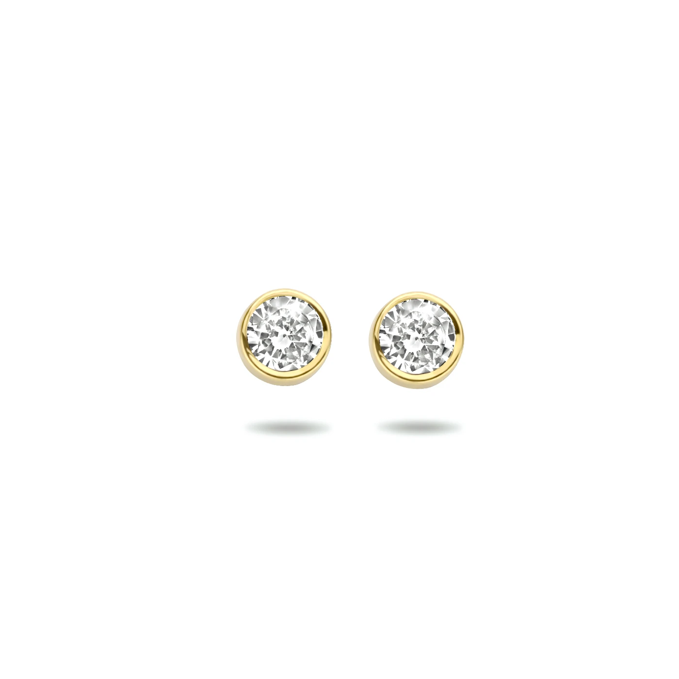 oorknoppen zirkonia 14K geelgoud